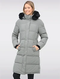 Slim Fit Polyloft® Puffer Jacket with Faux Fur Trim Hood Vegan Parka by Snoboll