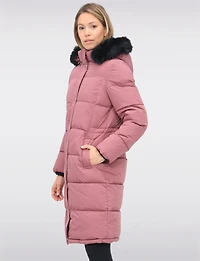 Slim Fit Polyloft® Puffer Jacket with Faux Fur Trim Hood Vegan Parka by Snoboll