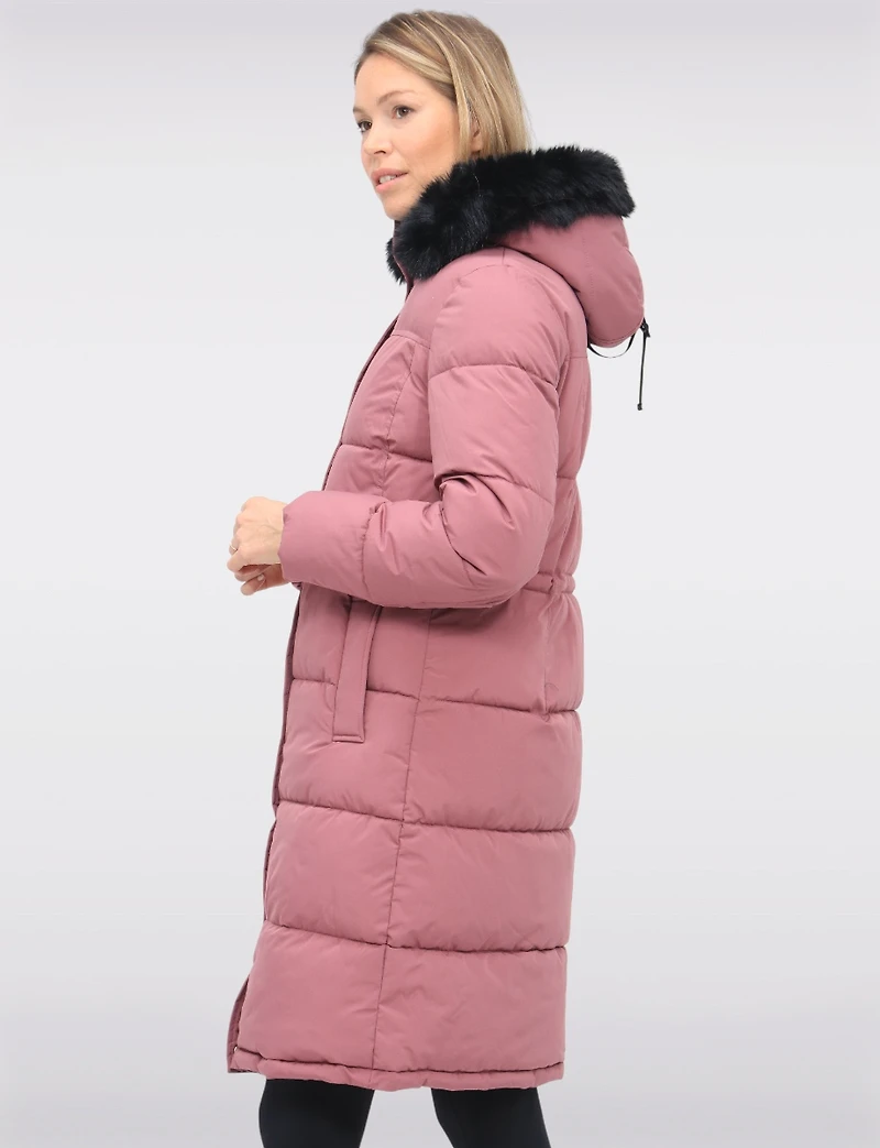Slim Fit Polyloft® Puffer Jacket with Faux Fur Trim Hood Vegan Parka by Snoboll