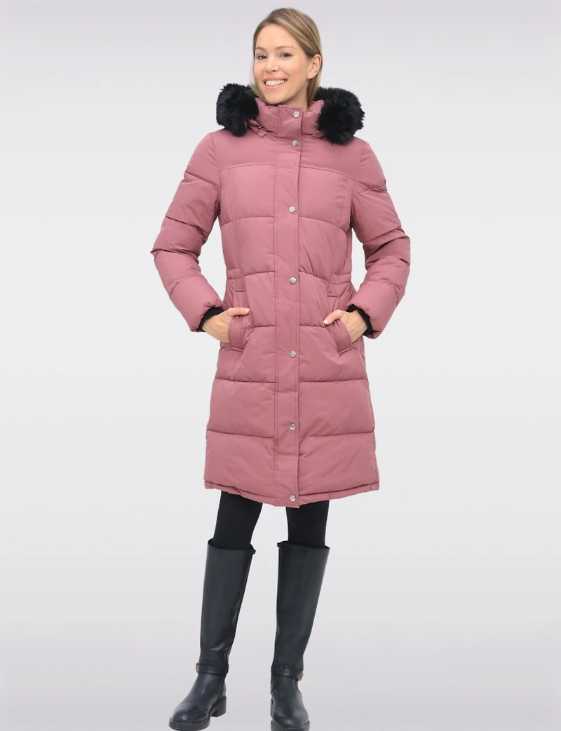 Slim Fit Polyloft® Puffer Jacket with Faux Fur Trim Hood Vegan Parka by Snoboll