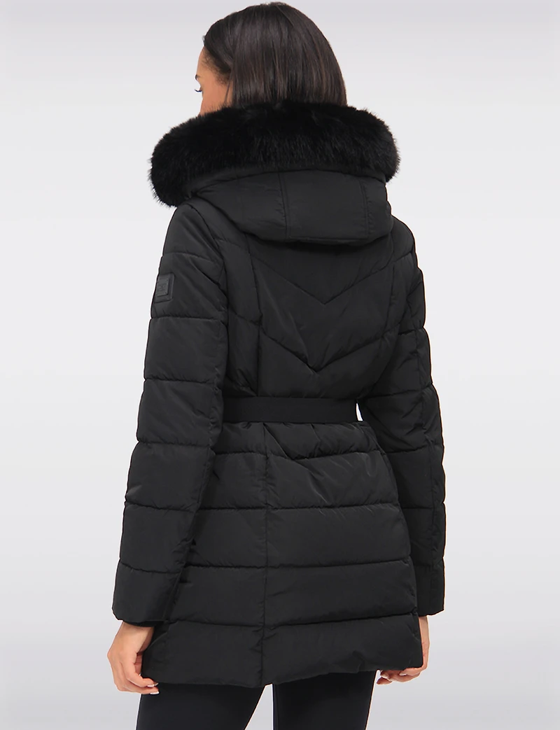 Vegan Polyfill Puffer Parka with Detachable Faux Fur Trimmed Hood by Loop