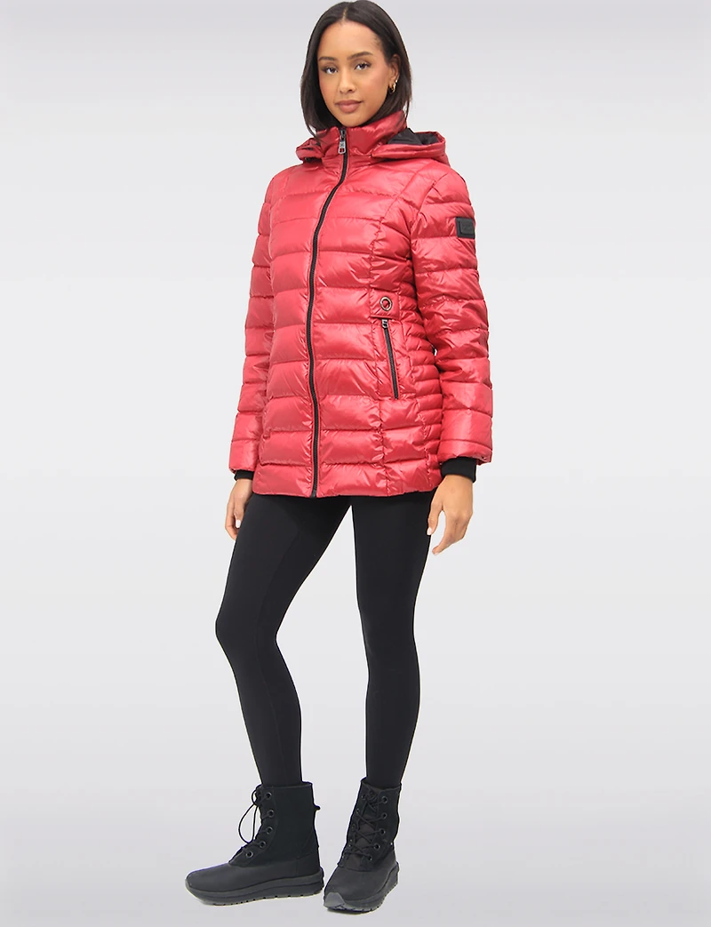 Vegan Cire Eco-Down Puffer Jacket With Detachable Faux Fur Trimmed Hood by Loop