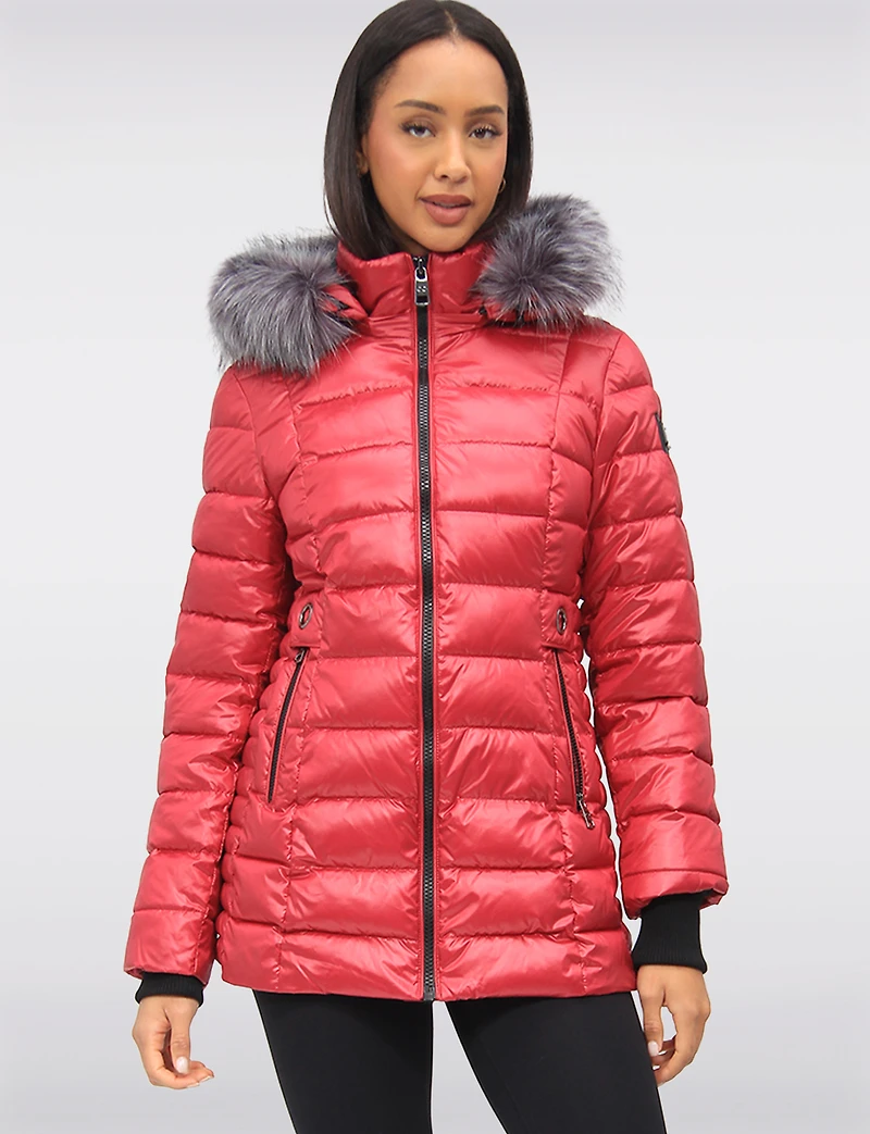 Vegan Cire Eco-Down Puffer Jacket With Detachable Faux Fur Trimmed Hood by Loop