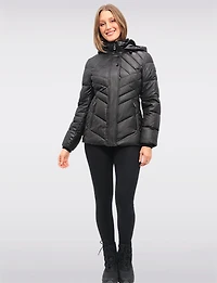 Shiny Ciré Multi-Quilt Puffer Jacket Detachable Soft Lined Hood by North Explore