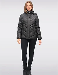Shiny Ciré Multi-Quilt Puffer Jacket Detachable Soft Lined Hood by North Explore