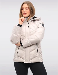 Shiny Ciré Multi-Quilt Puffer Jacket Detachable Soft Lined Hood by North Explore