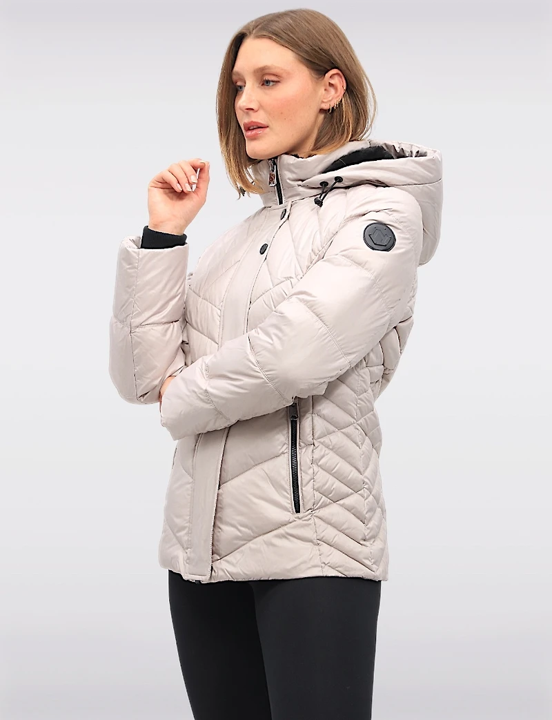 Shiny Ciré Multi-Quilt Puffer Jacket Detachable Soft Lined Hood by North Explore