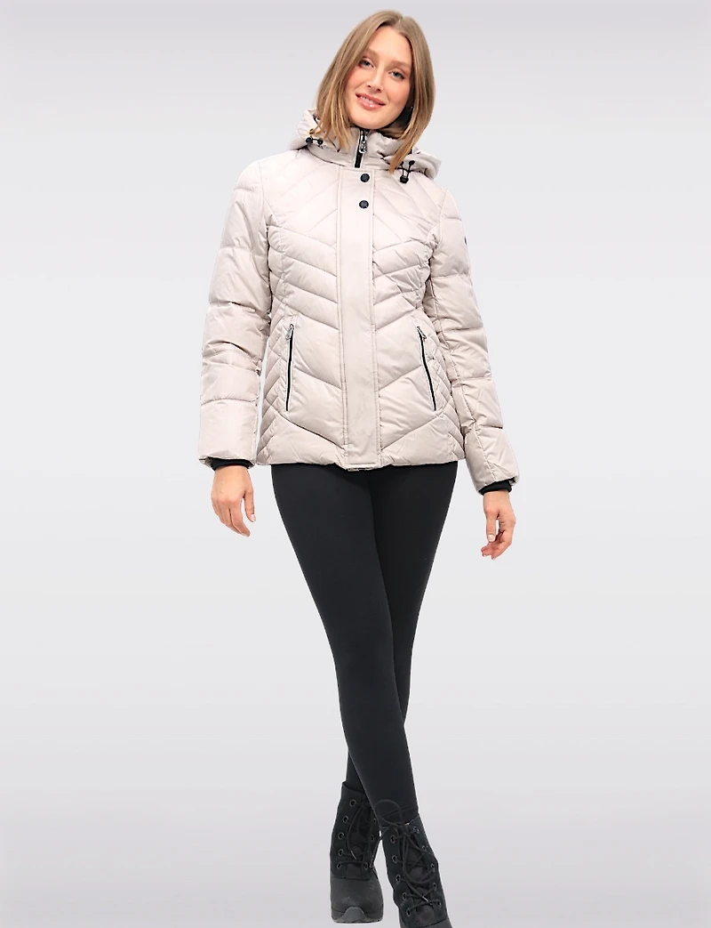 Shiny Ciré Multi-Quilt Puffer Jacket Detachable Soft Lined Hood by North Explore