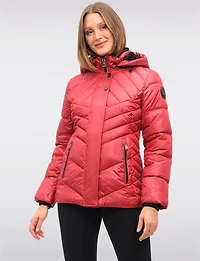 Shiny Ciré Multi-Quilt Puffer Jacket Detachable Soft Lined Hood by North Explore