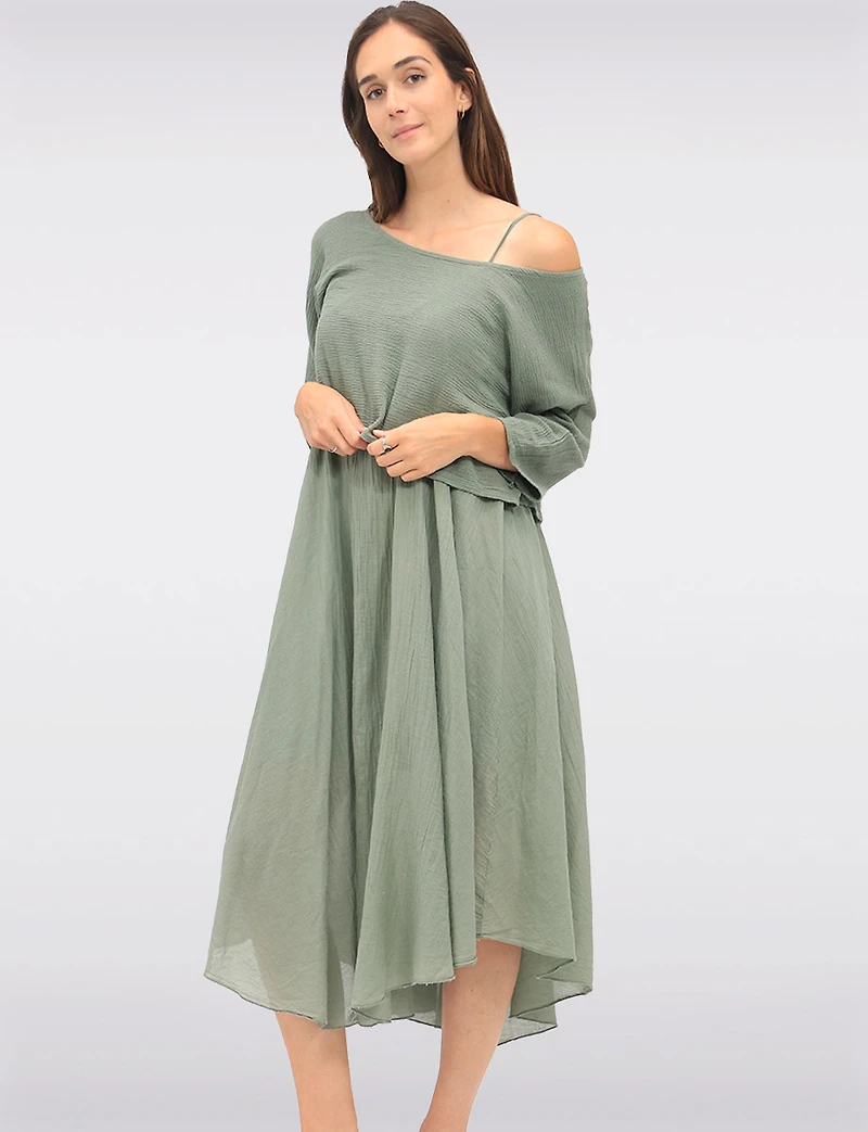 Versatile Two-Piece Cotton Lined Dress Set with Rounded Hemline by Froccella