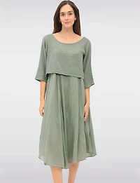 Versatile Two-Piece Cotton Lined Dress Set with Rounded Hemline by Froccella