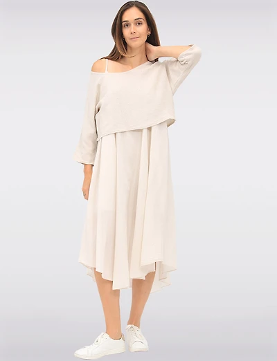 Versatile Two-Piece Cotton Lined Dress Set with Rounded Hemline by Froccella