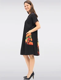 Floral Print Cotton-Blend Relaxed Fit T-Shirt Dress & Patch Pocket by Froccella