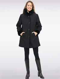 Vegan Reversible Faux Fur Coat Button Front Closure & Princess Seams by Saki