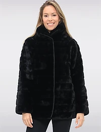 Vegan Reversible Ultra-soft Faux Fur and Smooth Straight Cut Coat by Saki