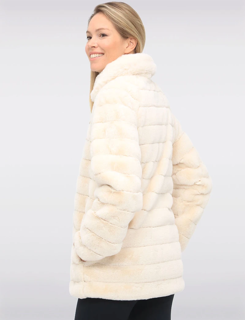Vegan Reversible Ultra-soft Faux Fur and Smooth Straight Cut Coat by Saki