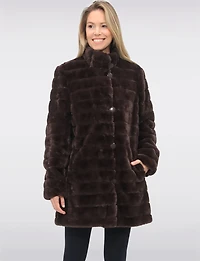Vegan Reversible Faux Fur Coat Button Front Closure by Saki