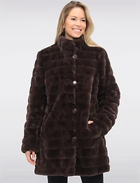 Vegan Reversible Faux Fur Coat Button Front Closure by Saki