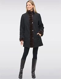 Vegan Reversible Faux Fur Coat Button Front Closure by Saki