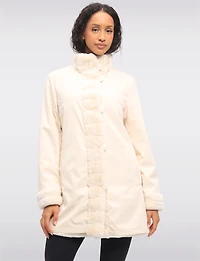 Vegan Reversible Faux Fur Coat Button Front Closure by Saki