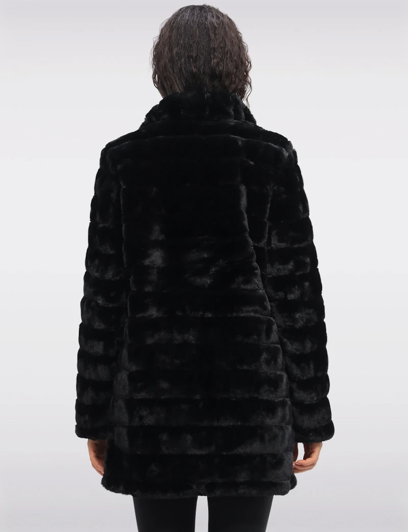 Vegan Reversible Faux Fur Coat Button Front Closure by Saki