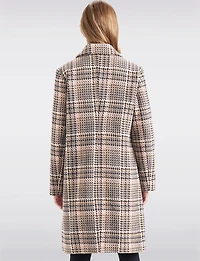 Chic Multicoloured Houndstooth Double-Breasted Notch Collar Coat by Ellen Tracy