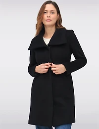 Wool-Blend Straight Cut Hidden Button Front Closure Coat by Cole Haan