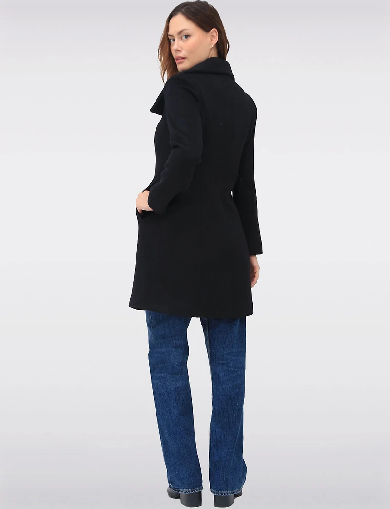 Wool-Blend Straight Cut Hidden Button Front Closure Coat by Cole Haan