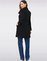Wool-Blend Straight Cut Hidden Button Front Closure Coat by Cole Haan