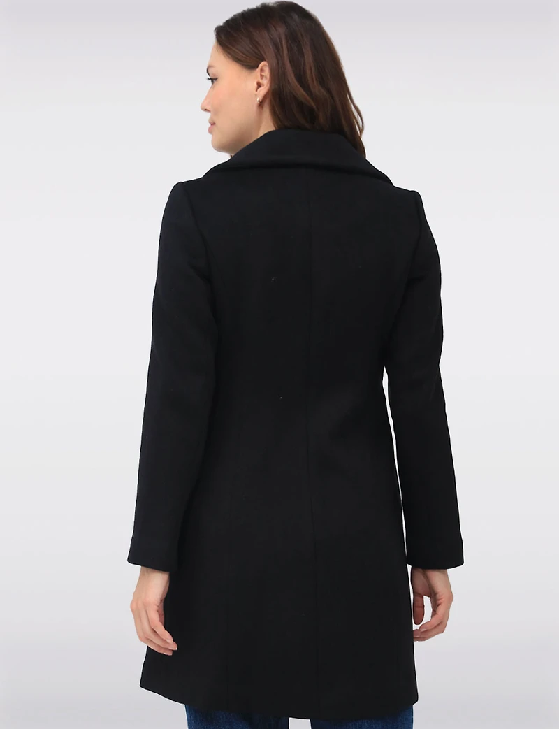 Wool-Blend Straight Cut Hidden Button Front Closure Coat by Cole Haan