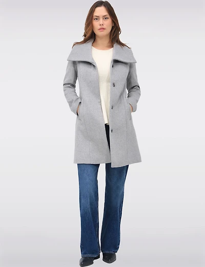 Classic Wool-Blend  Straight Cut Trench Coat & Hidden Button-Front by Cole Haan