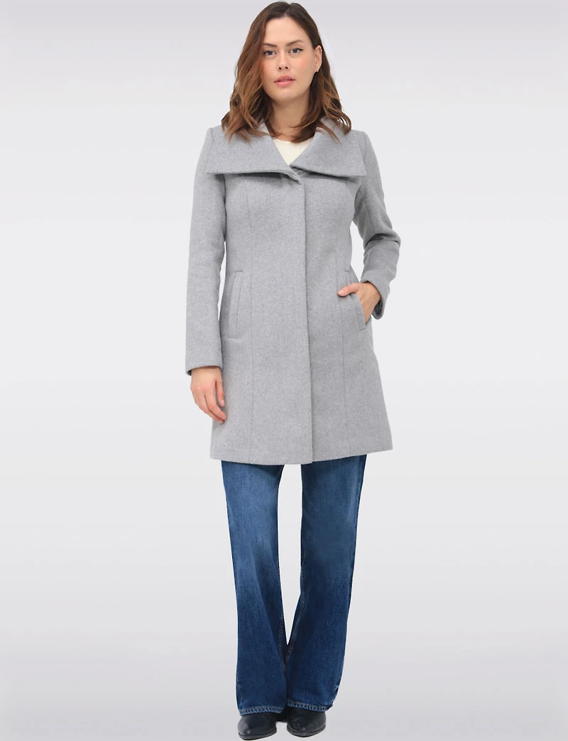 Classic Wool-Blend  Straight Cut Trench Coat & Hidden Button-Front by Cole Haan