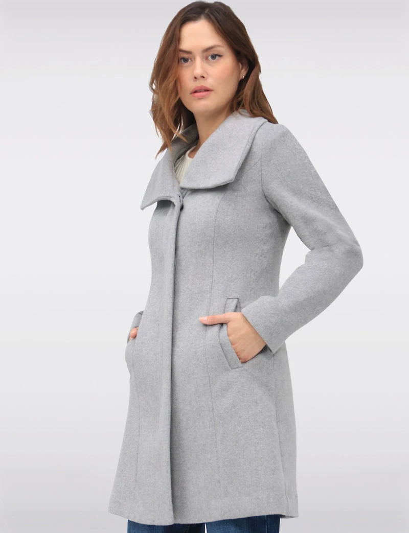 Classic Wool-Blend  Straight Cut Trench Coat & Hidden Button-Front by Cole Haan