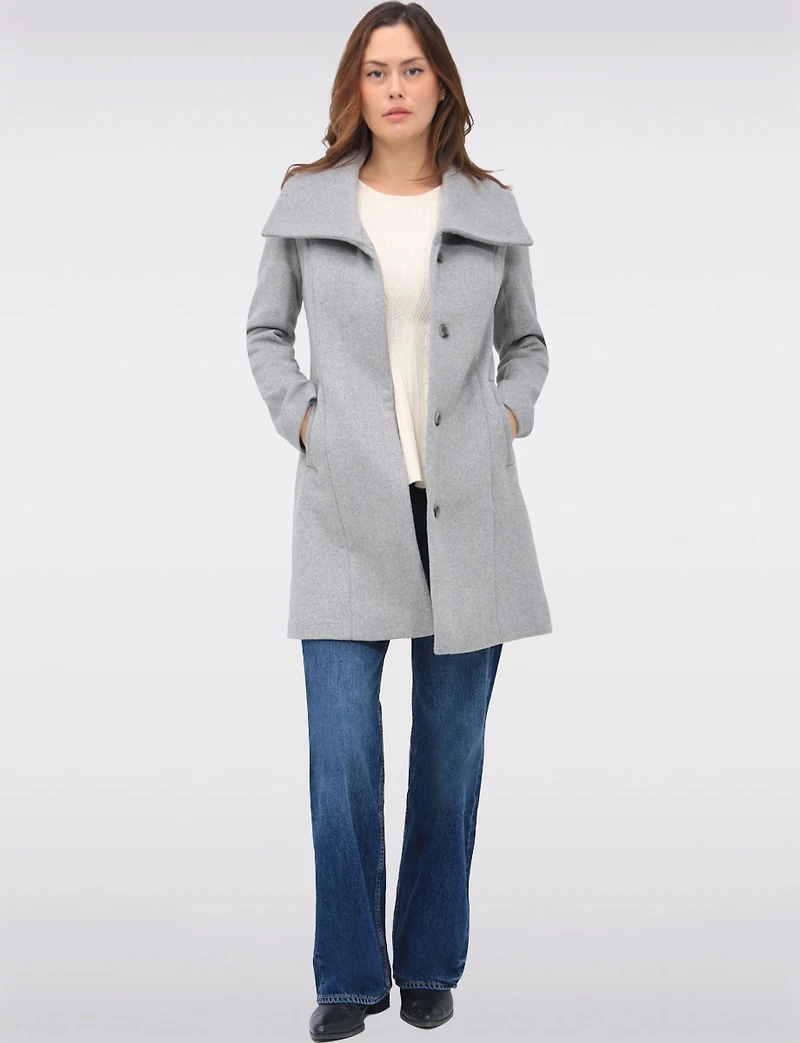 Classic Wool-Blend  Straight Cut Trench Coat & Hidden Button-Front by Cole Haan