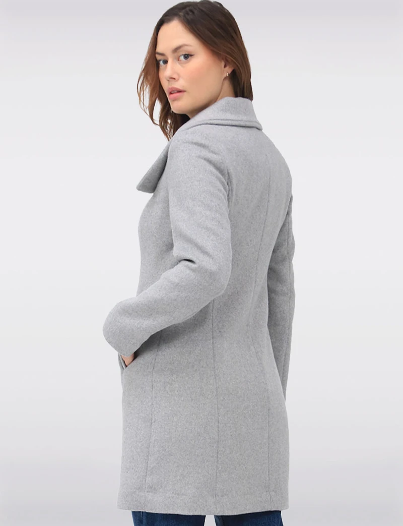Classic Wool-Blend  Straight Cut Trench Coat & Hidden Button-Front by Cole Haan