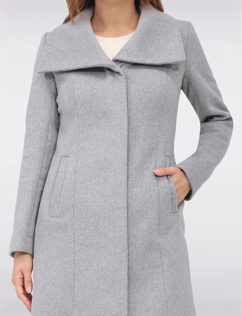 Classic Wool-Blend  Straight Cut Trench Coat & Hidden Button-Front by Cole Haan