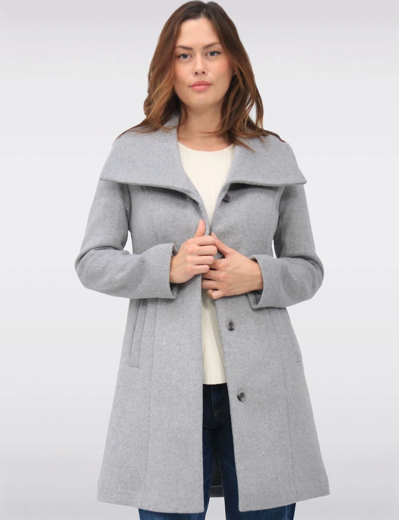 Classic Wool-Blend  Straight Cut Trench Coat & Hidden Button-Front by Cole Haan