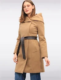 Vegan Oversized Hooded Trench Coat with Elegant Wrap Collar by Cole Haan