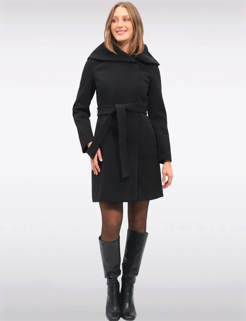 Vegan Oversized Hooded Trench Coat with Elegant Wrap Collar by Cole Haan