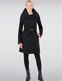 Vegan Oversized Hooded Trench Coat with Elegant Wrap Collar by Cole Haan