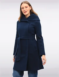 Vegan Oversized Hooded Trench Coat with Elegant Wrap Collar by Cole Haan