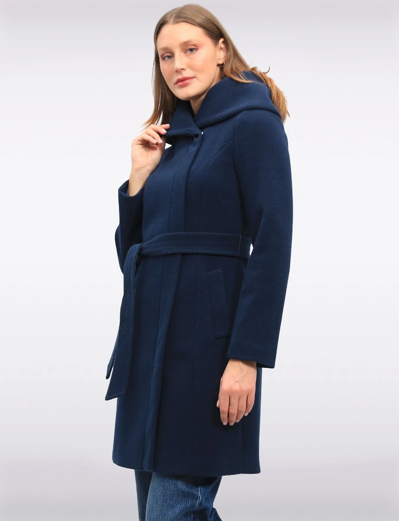 Vegan Oversized Hooded Trench Coat with Elegant Wrap Collar by Cole Haan