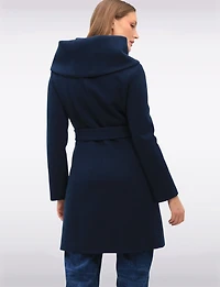 Vegan Oversized Hooded Trench Coat with Elegant Wrap Collar by Cole Haan