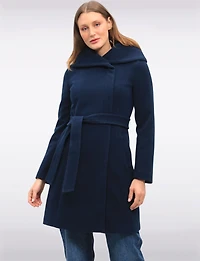 Vegan Oversized Hooded Trench Coat with Elegant Wrap Collar by Cole Haan