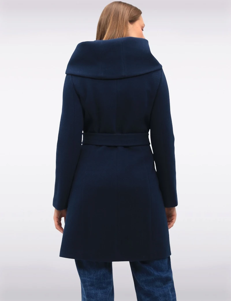 Vegan Oversized Hooded Trench Coat with Elegant Wrap Collar by Cole Haan