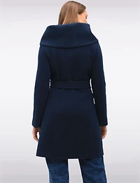Vegan Oversized Hooded Trench Coat with Elegant Wrap Collar by Cole Haan