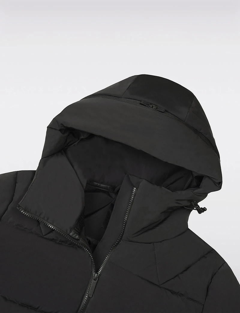 Mid-length Hooded Quilted Puffer Jacket with Side Zips and Pockets by Luhta