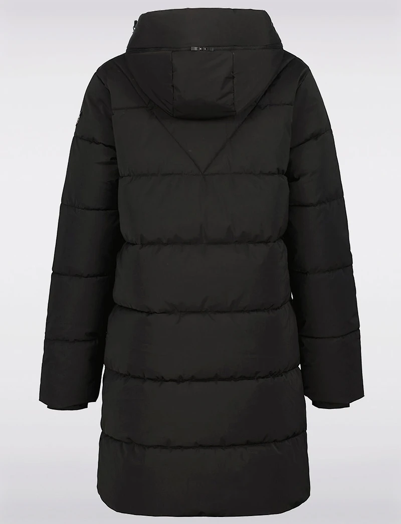Mid-length Hooded Quilted Puffer Jacket with Side Zips and Pockets by Luhta