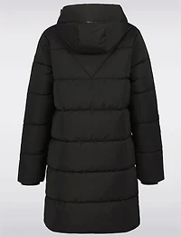 Mid-length Hooded Quilted Puffer Jacket with Side Zips and Pockets by Luhta