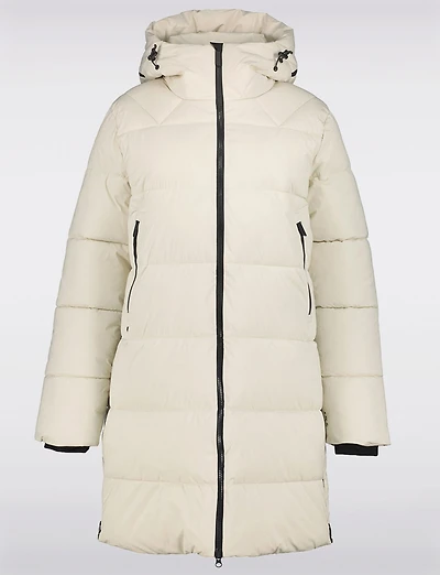 Mid-length Hooded Quilted Puffer Jacket with Side Zips and Pockets by Luhta